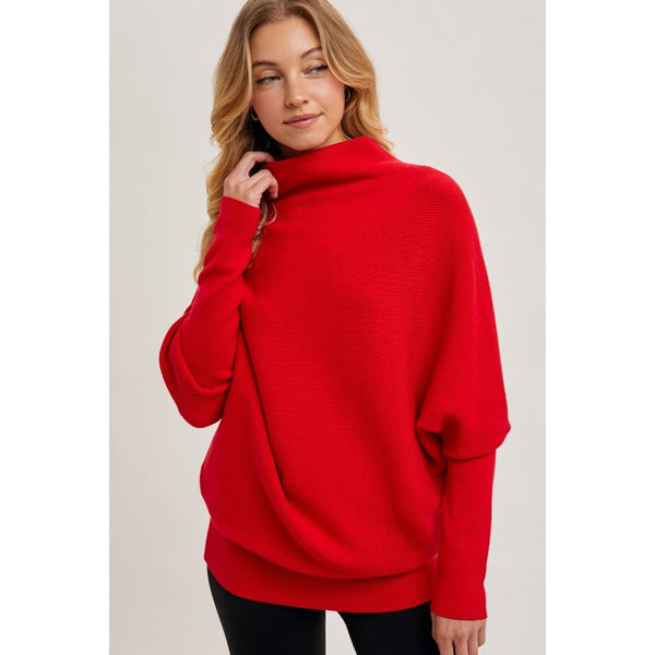 BLUIVY - SLOUCH NECK DOLMAN PULLOVER | RUBY