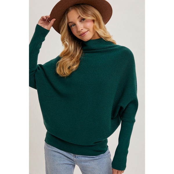 BLUIVY - SLOUCH NECK DOLMAN PULLOVER | HUNTER GREEN