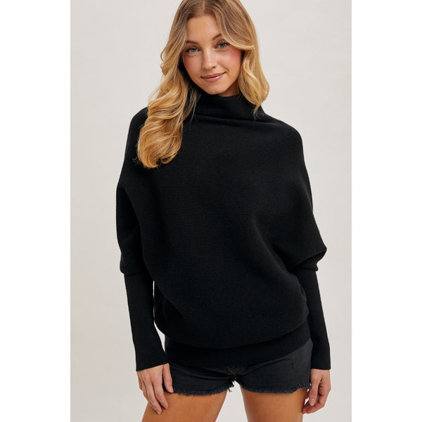 BLUIVY - SLOUCH NECK DOLMAN PULLOVER | BLACK