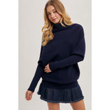 BLUIVY - TURTLE NECK KNIT SWEATER | BLACK
