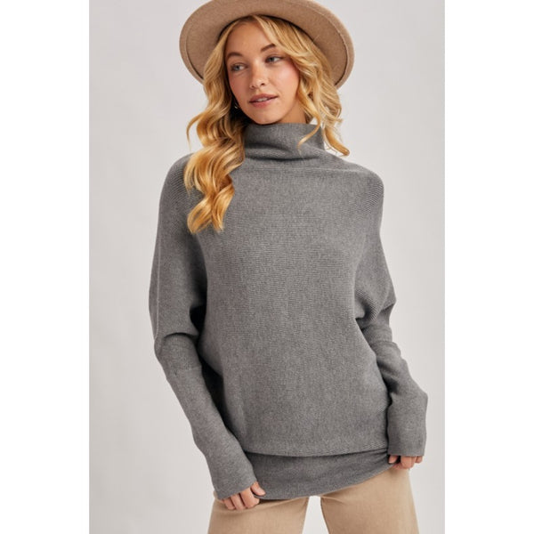 BLUIVY - SLOUCH NECK DOLMAN PULLOVER | DARK GREY - The Cabana.ca