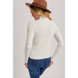 BLUIVY - MOCK NECK RIBBED KNIT TOP | IVORY