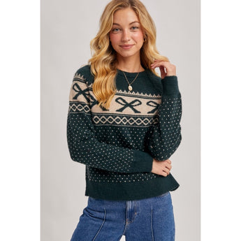 BLUIVY - FESTIVE HOLIDAY KNIT SWEATER | HUNTER GREEN