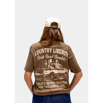 COUNTRY LIBERTY - BACKROAD BANDITS TEE | Washed Brown