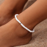 PURA VIDA - PUKA SHELL STRETCH ANKLET | SILVER