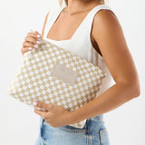ALOHA COLLECTION - Petite Check Mid Pouch | Latte