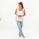 ALOHA COLLECTION - Petite Check Mid Pouch | Latte
