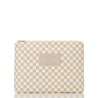 ALOHA COLLECTION - Petite Check Mid Pouch | Latte