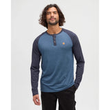 TENTREE - BAKER HENLEY LONGSLEEVE TEE | Midnight Blue Heather/Shadow Heather)