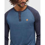 TENTREE - BAKER HENLEY LONGSLEEVE TEE | Midnight Blue Heather/Shadow Heather)