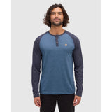 TENTREE - BAKER HENLEY LONGSLEEVE TEE | Midnight Blue Heather/Shadow Heather)