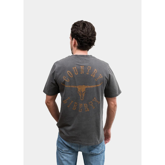 COUNTRY LIBERTY - VINTAGE REBEL TEE | Grey