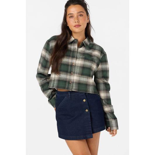 ONEILL - PIPPA FLANNEL CROP LS SHIRT | Hunter Green