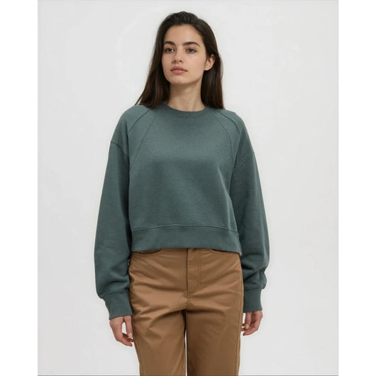 TENTREE -  BLUFFS CROPPED CREW | Pine Green