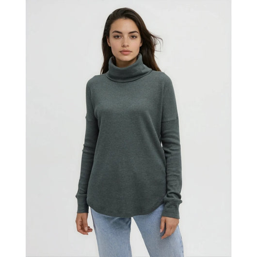 TENTREE - HIGHWOOD TURTLENECK SWEATER | Dark Forest Green Heather
