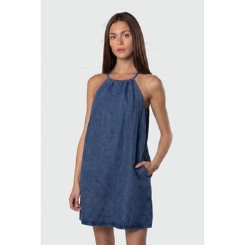 TEAMLTD - DENIM HALTER DRESS | Denim