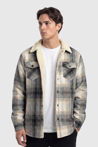 TEAMLTD - PLAID SHERPA JACKET | Black