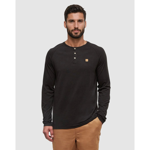 TENTREE - BAKER HENLEY LONGSLEEVE TEE | Meteorite Black