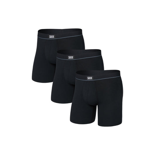 SAXX - ESSENTIAL COTTON BOXER BRIEF FLY (3-PACK) | Black