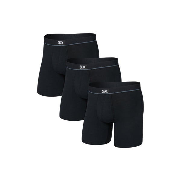 SAXX - ESSENTIAL COTTON BOXER BRIEF FLY (3-PACK) | Black