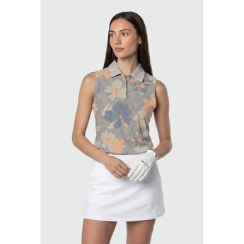 TEAMLTD - SLEEVELESS PAR-TEE POLO SHIRT | Grey Hibiscus
