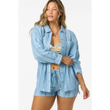 ONEILL - LENI WAVES STRIPE RELAXED LONG SLEEVE TOP | Chambray Blue