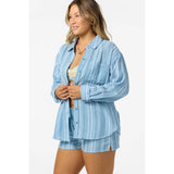 ONEILL - LENI WAVES STRIPE RELAXED LONG SLEEVE TOP | Chambray Blue