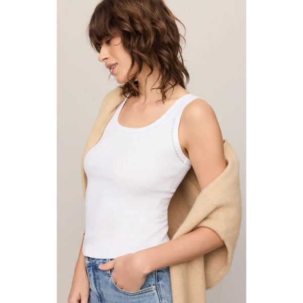 Z SUPPLY - LARKIN EMBROIDERED TANK | White