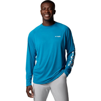 COLUMBIA - PFG TERMINAL TACKLE LONG SLEEVE SHIRT | Blue Echo White Logo