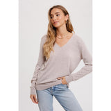 BLUIVY - CLASSIC ESSENTIAL V NECK PULLOVER | OATMEAL
