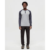TENTREE - BAKER HENLEY LONGSLEEVE TEE | Harbour Grey/Midnight Blue Heather