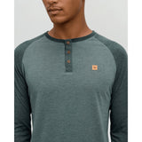 TENTREE - BAKER HENLEY LONGSLEEVE TEE | Dark Forest Green Heather/Pine Green Heather