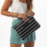 ALOHA COLLECTION - Pinstripe Mid Pouch | White on Black