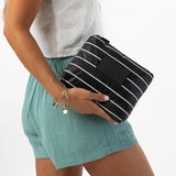 ALOHA COLLECTION - Pinstripe Small Pouch | White on Black