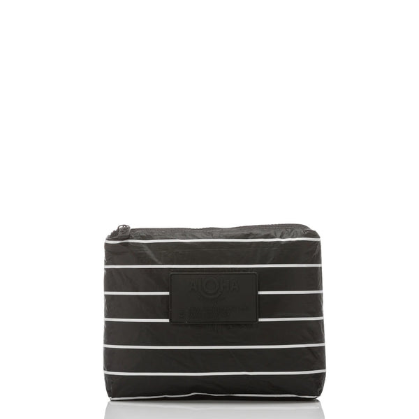 ALOHA COLLECTION - Pinstripe Small Pouch | White on Black - The Cabana.ca