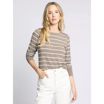 THREAD & SUPPLY - STACY TOP | TAUPE WHITE