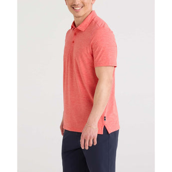 SAXX - DROPTEMP ALL DAY COOLING POLO | CORAL RED HEATHER