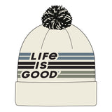 LIFE IS GOOD - UNISEX STRIPE LIG CHILL BEANIE | Birch White