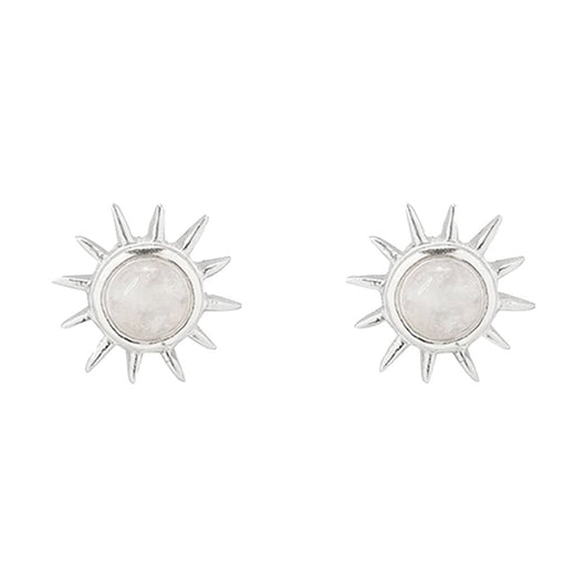 PURA VIDA - MOONSTONE SUNRAY STUD EARRINGS | SILVER